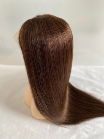 ZC-WS601 4*4 inch Silk Top Full Lace Wig Medium Brown #4 100% Virgin Hair